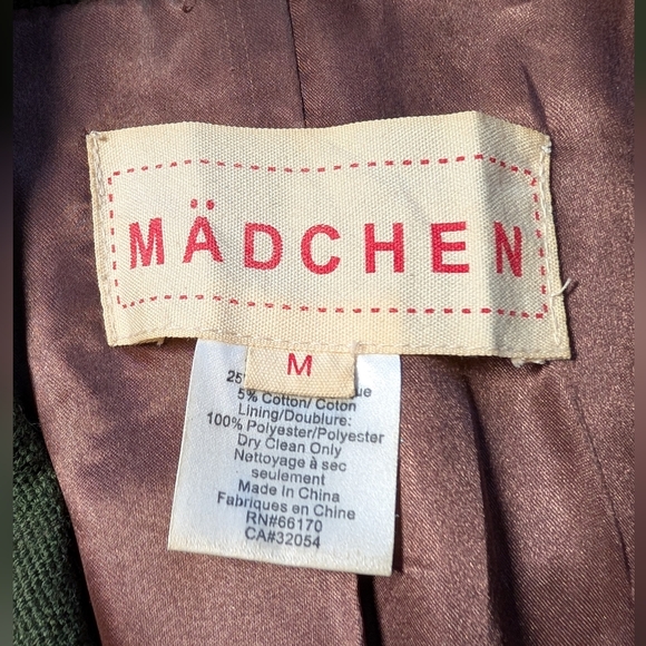 Anthropologie Mädchen Blazer, Women's Size M, Green Wool With Pink Accents - Picture 3 of 11